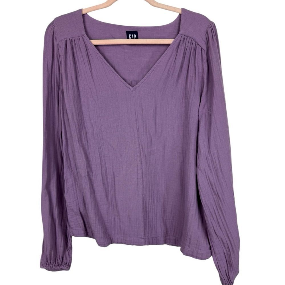Gap Crinkle Gauze Balloon Top Amethyst Purple sz S Tall